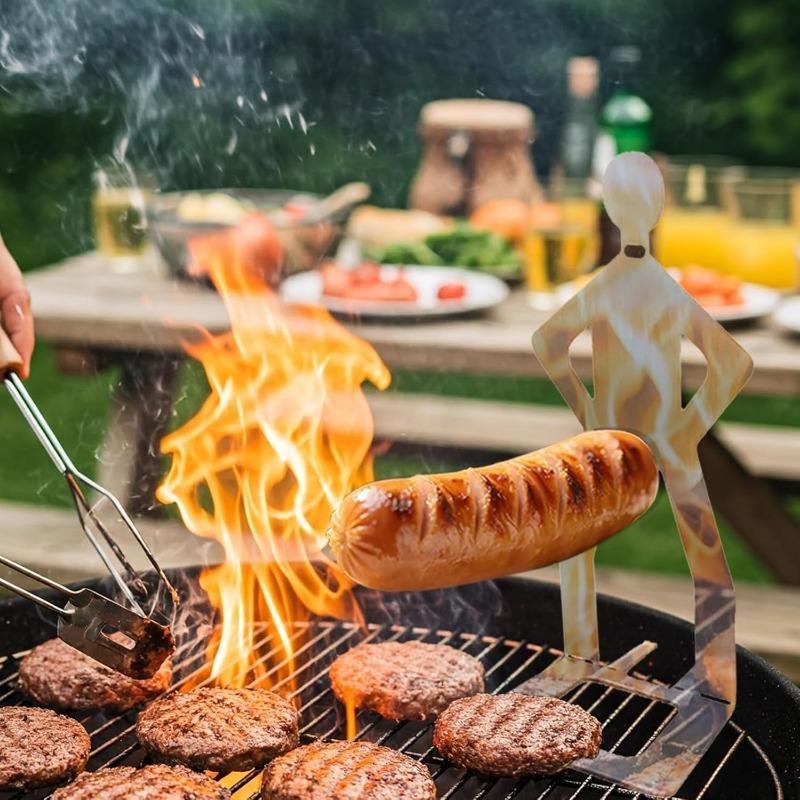 4PCS Hot Dog Grill Rack, Funny BBQ Sausage Holder Set, Perfect Gift for Men, Camping, Parties & Backyard Grilling