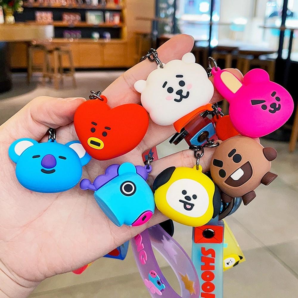 Anime Cartoon BT21 Shooky Cooky Flatback Charm Pendant Set Toy Kawaii Popular Doll Y2K Fashion Cute Backpack Keychain Pendant Gift for Girls - Adorable Character Designs for Collection or Decoration