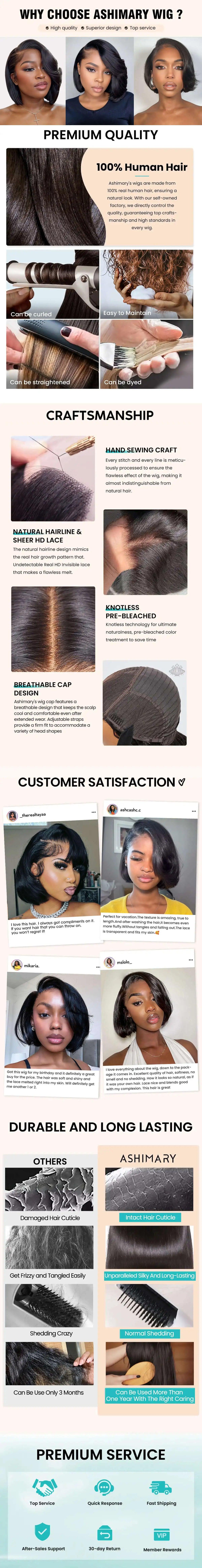 [New Arrival] Yaki Straight Layered Wig 6x4.5 Lace Closure Short Pixie Cut Wig for Black Women Silk Press Human Hair Bob Wig SpringStatements