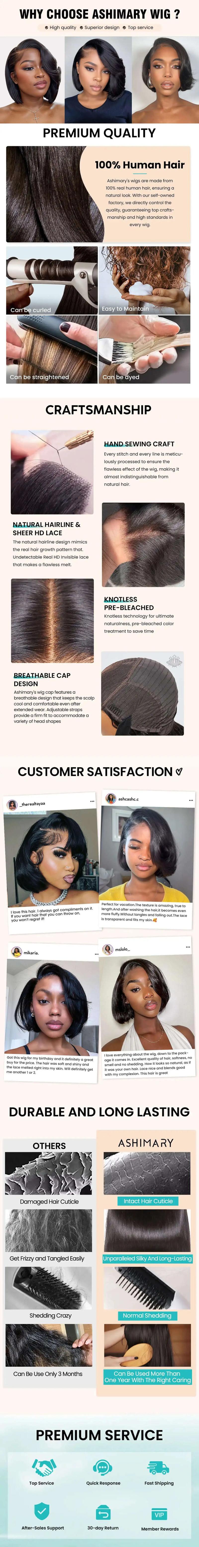 [New Arrival] Yaki Straight Layered Wig 6x4.5 Lace Closure Short Pixie Cut Wig for Black Women Silk Press Human Hair Bob Wig