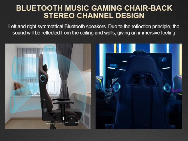 GTPLAYER Gaming Chair, Computer Chair with Bluetooth Speakers, High Back Ergonomic Office Chair Desk Chair with Lumbar Support, Height Adjustable Game Chair with Footrest 330LBS, Comfy Seat, Cool Chair