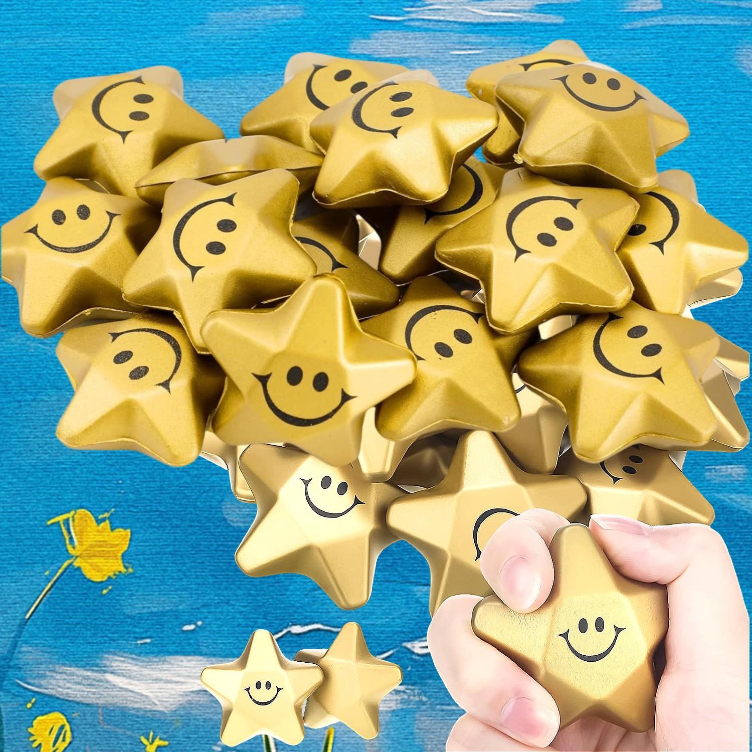 18pcs Mini Smiling Foam Stars, Fun Party Gifts & Decorations, 1.6-Inch Size, Perfect for Parties, Celebrations, and Event Decoration