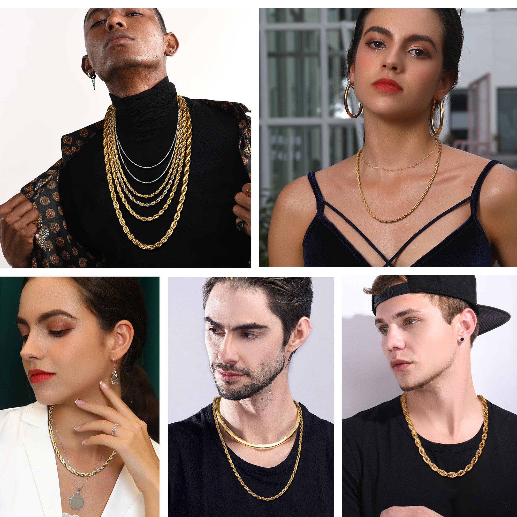 U7 Twist Rope Chain Necklace Daily Casual Punk Hypoallergenic No Tarnish Unisex Stackable Stainless Steel 3/6/9mm Chain Necklace for Men Women Hip Hop Jewelry U7 Twist Rope Chain Necklace Daily Casual Punk Hypoallergenic No Tarnish Unisex Stackable Stainless Steel 3/6/9mm Chain Necklace for Men Women Hip Hop Jewelry