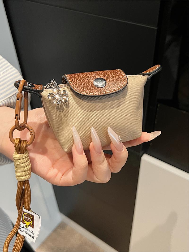 Mini fashion handbag dumpling bag Longxiang bag creative color matching change lipstick storage bag small hanging bag ultra mini nylon dumpling bag coin purse hanging decoration card bag key headphone lipstick storage bag Crossbody Purses
