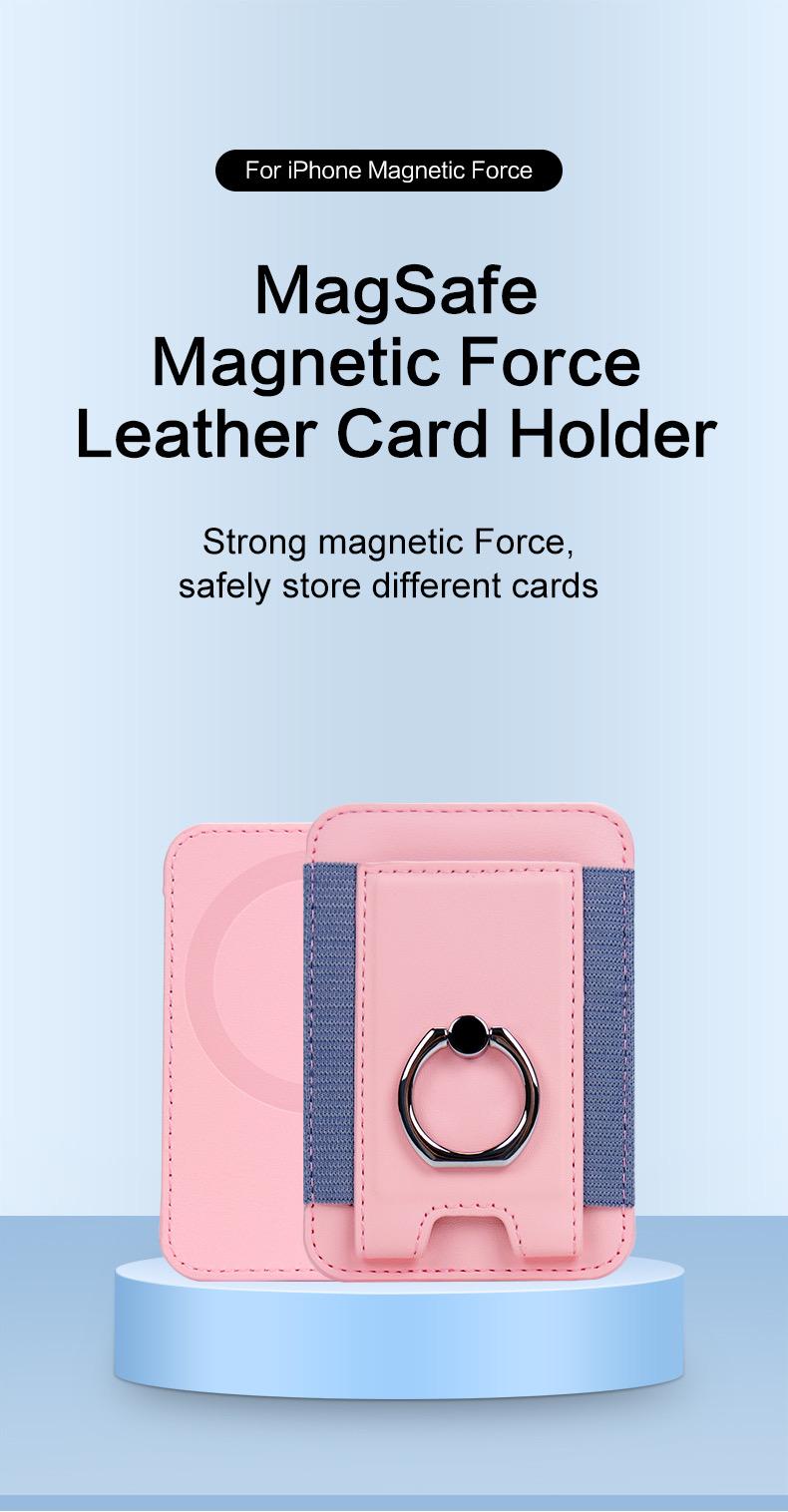 FUNCAT GLOBAL Magnetic Card holder.  Fit iPhone 12/13/14/15/16, Leather Card Case. Ring design: Can be use as Phone Stand.