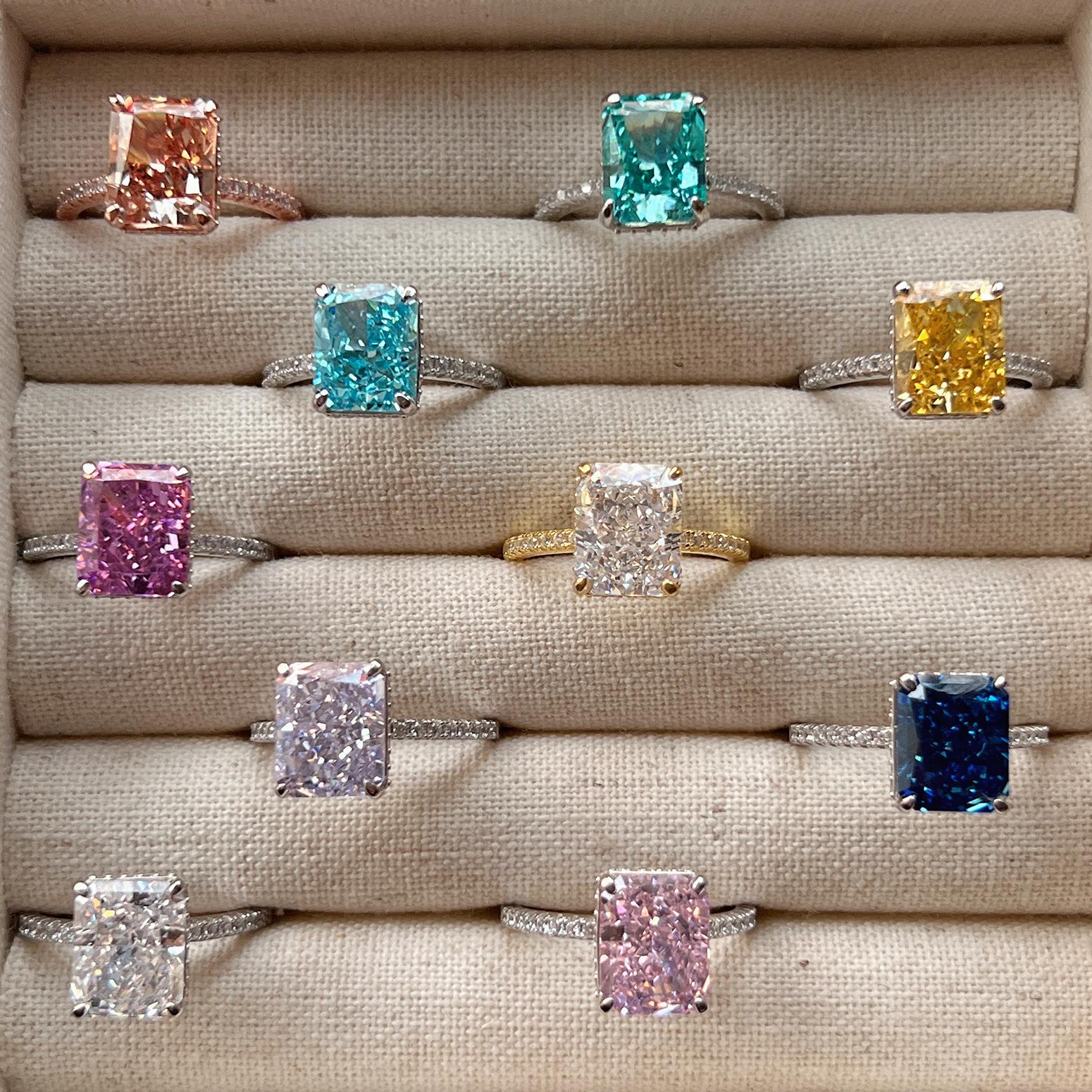 925 Sterling Silver Bridal Gift Idea! 3 Carat Emerald Cut Zircon Engagement Ring in Sterling Silver Custom Color Options Durable Elegant Everyday Rings