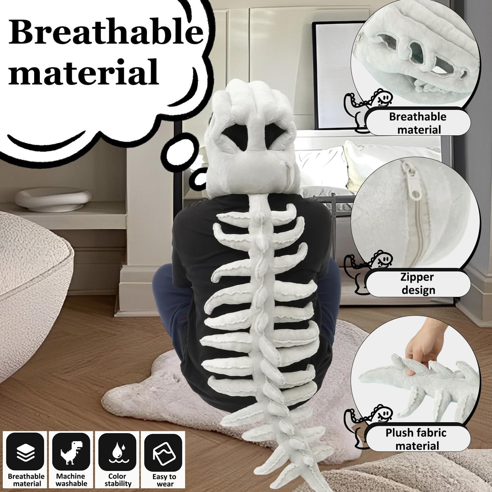 Funny Dinosaur Skeleton Costume Set, Fun Skull Dinosaur Fossil Hoodie, Party Halloween Bone Doll Costume, Perfect Gift Idea