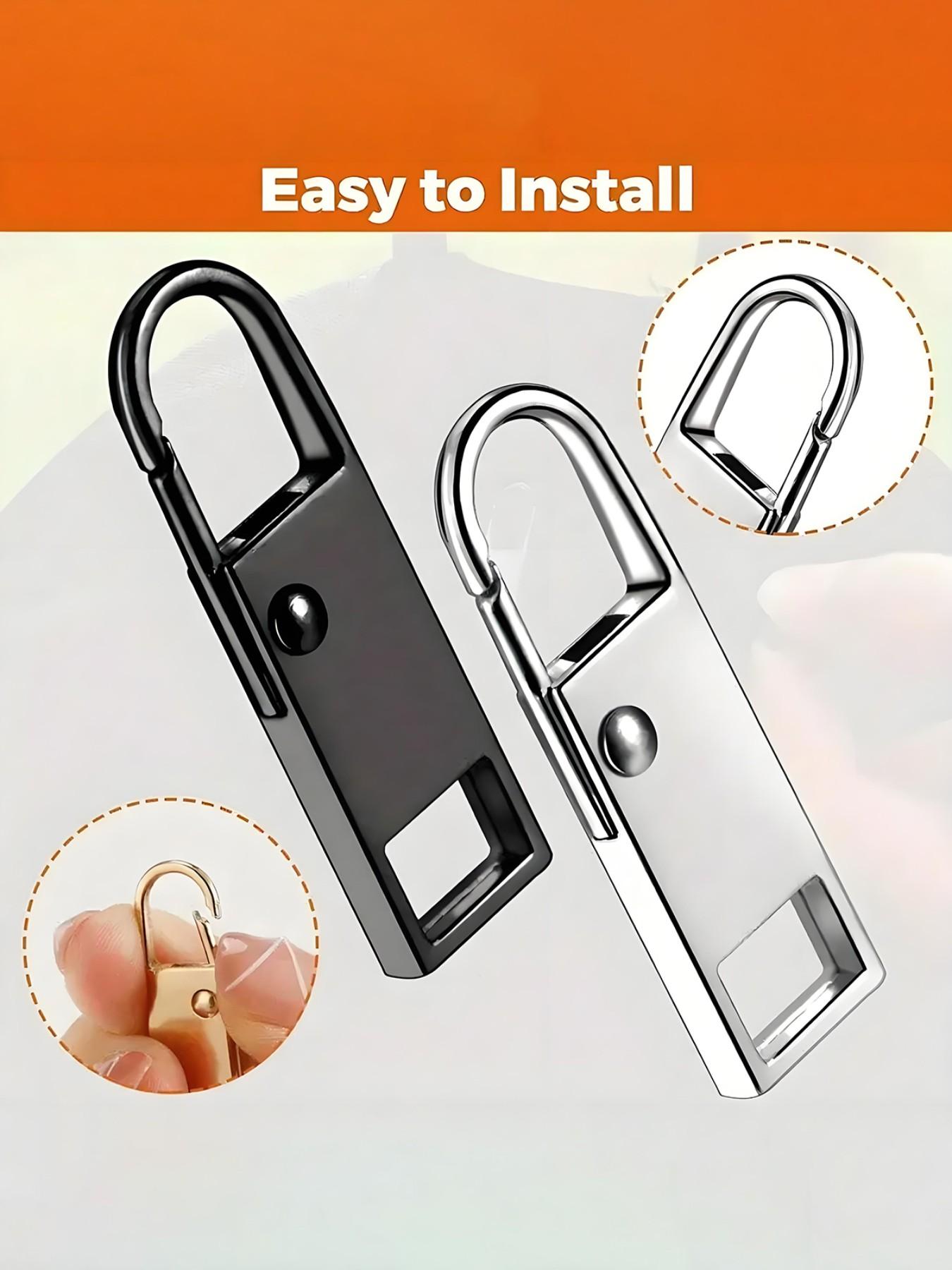 Metal Detachable Zipper Pulls, Replaceable Metal Zip Sliders, DIY Zipper Pulls for Bags Shoes Clothes, Travel Essentials, Removable Zipper