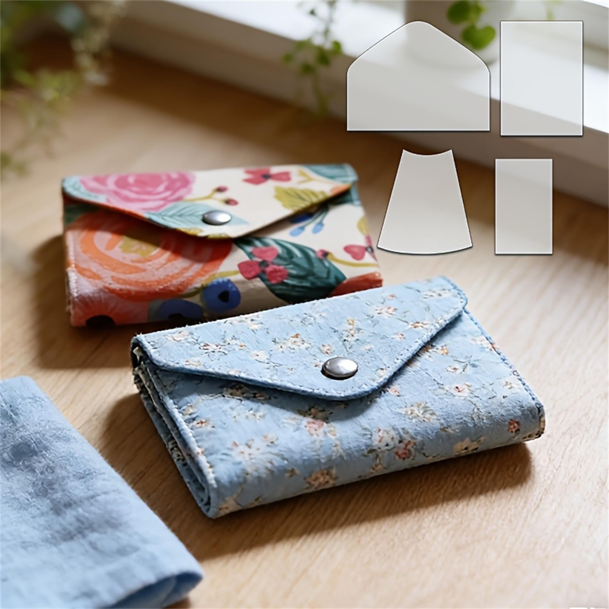 4pcs Multi-Layer Card Storage Bag Sewing Template DIY Clutch Bag Sewing Pattern Quilting Template Reusable Transparent PET Craft Pattern Template Sewing Supplies Accessories Precision Measuring Marking Pattern Guide Tool