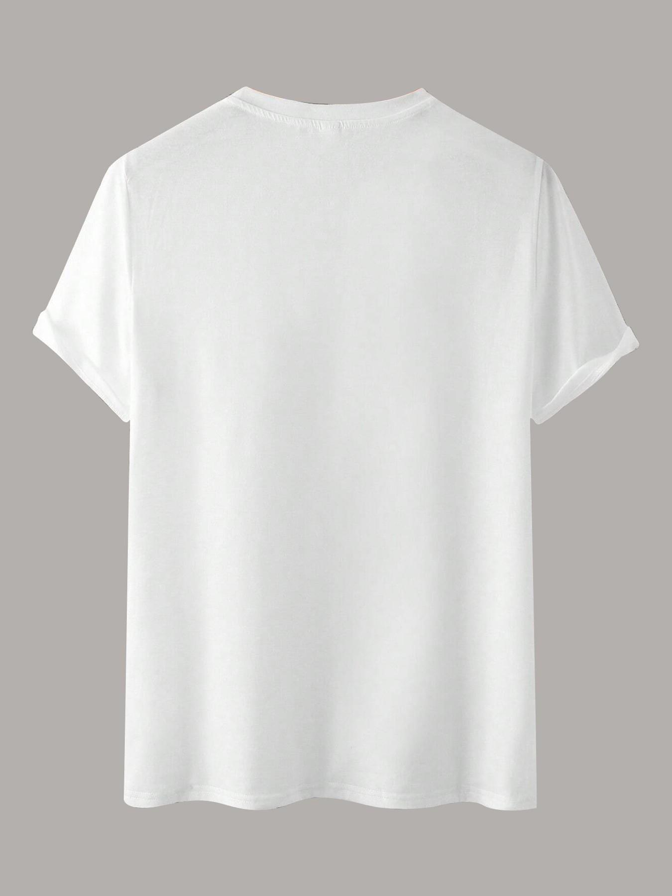 Left Chest Horse Logo Knight Silhouette Print Short Sleeve T-Shirt, Heavy Cotton Fitted, Luxury Cleanfit Summer Casual Top