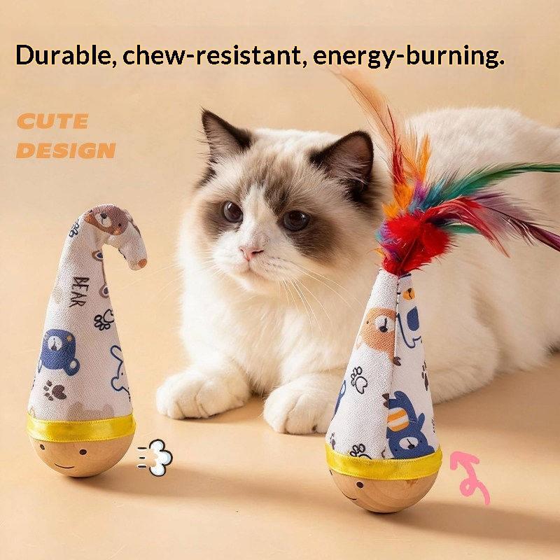 Cat Balancing Toy, Self-Amusement Cat Toy, Energy-Consuming Feathery Stacker Ball, Essential Pet Gear for Kitties