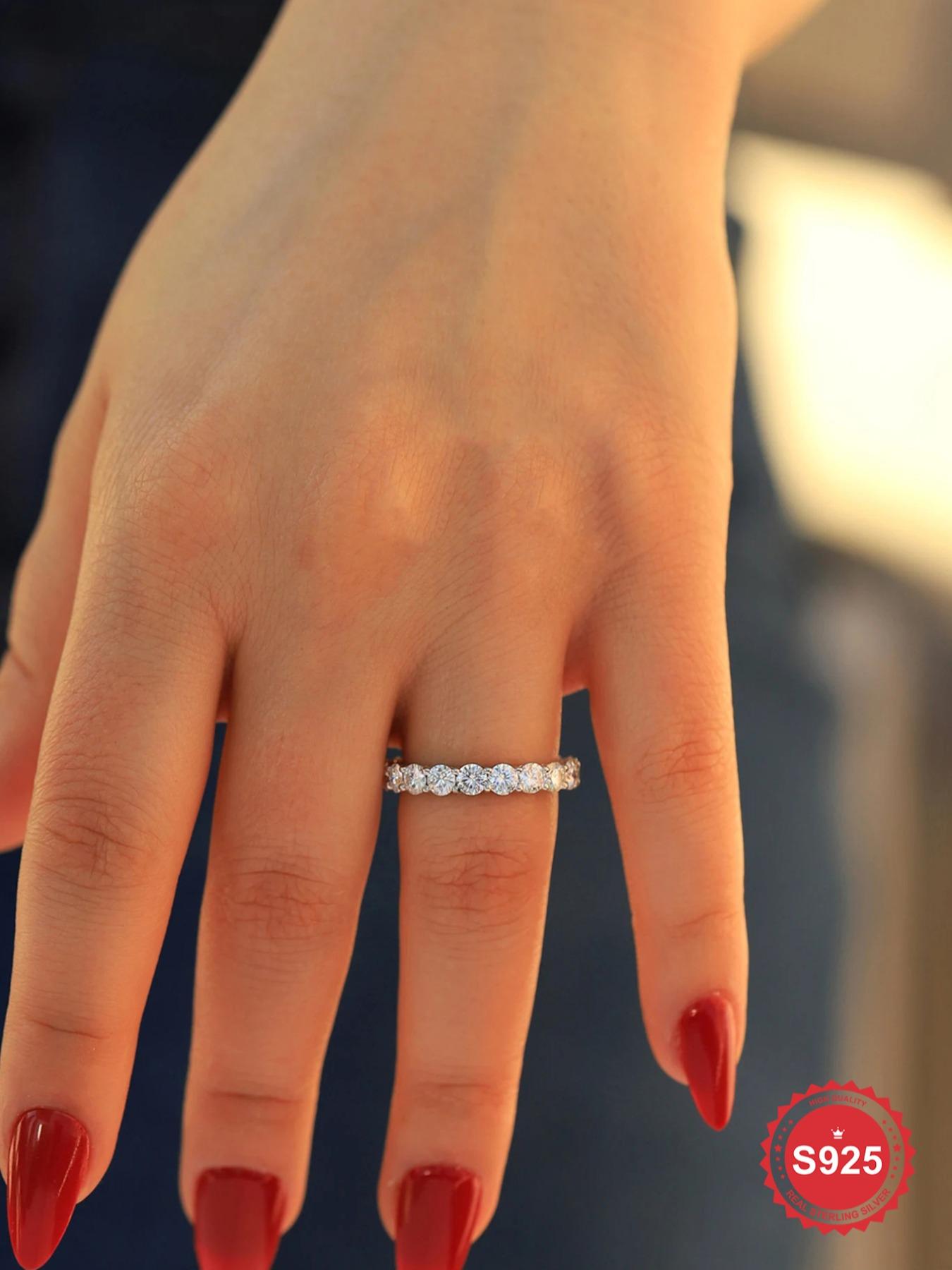 S925 Sterling Silver Fashion Artificial Zirconia Ring, Stackable Ring, Fashion Jewelry for Party, Daily Clothing Decor, Trendy All-match & Exquisite Jewelry for Birthday Gift