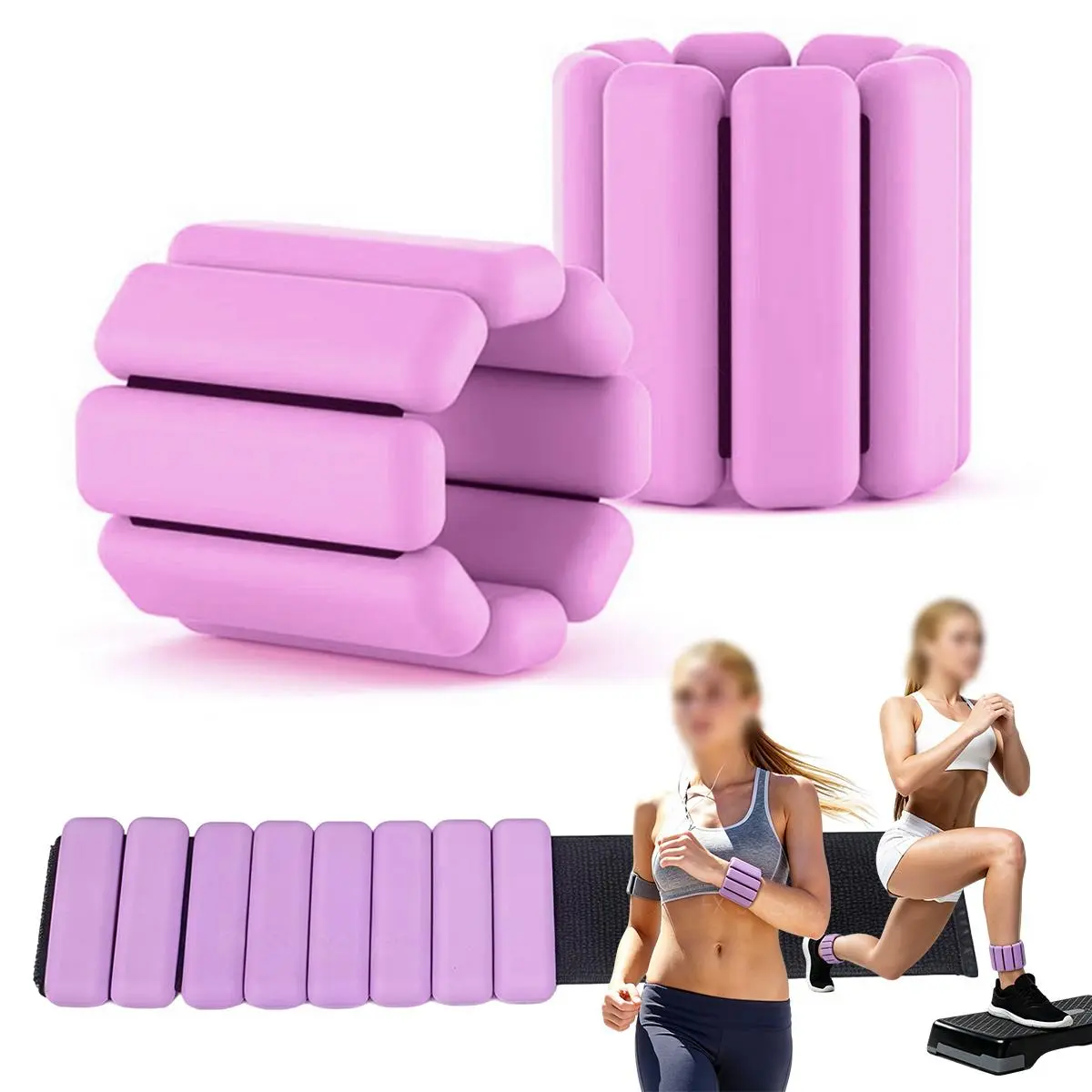 Wrist Ankle Weights 2 Pack Adjustable Detachable Silicone Weighted Wrist Ankle Weights for Women/Men, Silicone Wrist Bangles for Yoga/Dance/Running/Swimming Workout Arm & Leg Workout