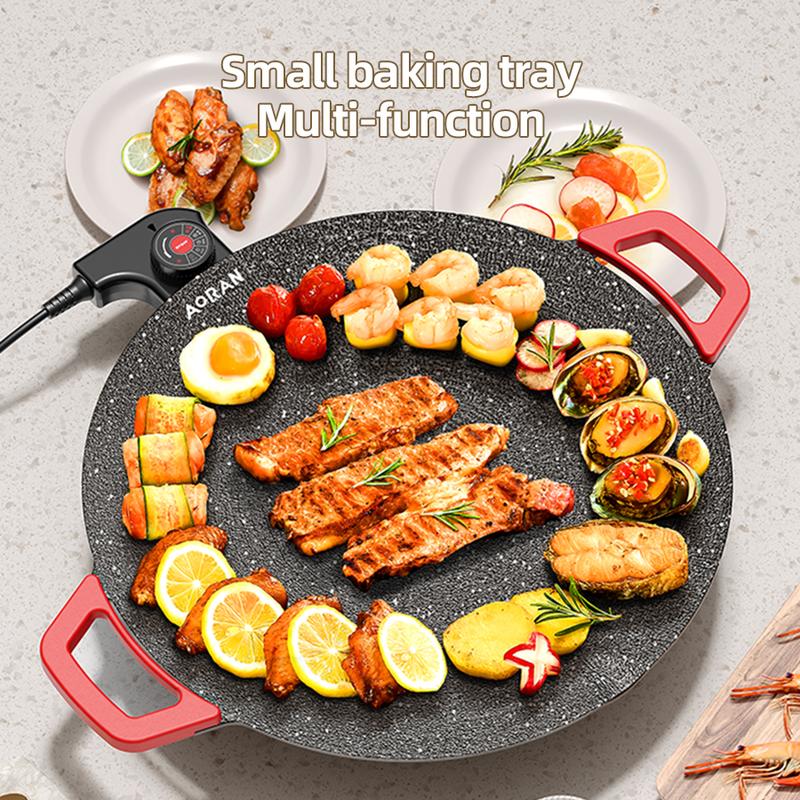 Portable Electric Korean BBQ Grill Pan Smokeless Non-stick Temperature-adjustable Ideal for Grilling Meat Pancakes Vegetables at Home or Outdoors Essential Tool for Indoor Outdoor Barbecues in Autumn and Winter