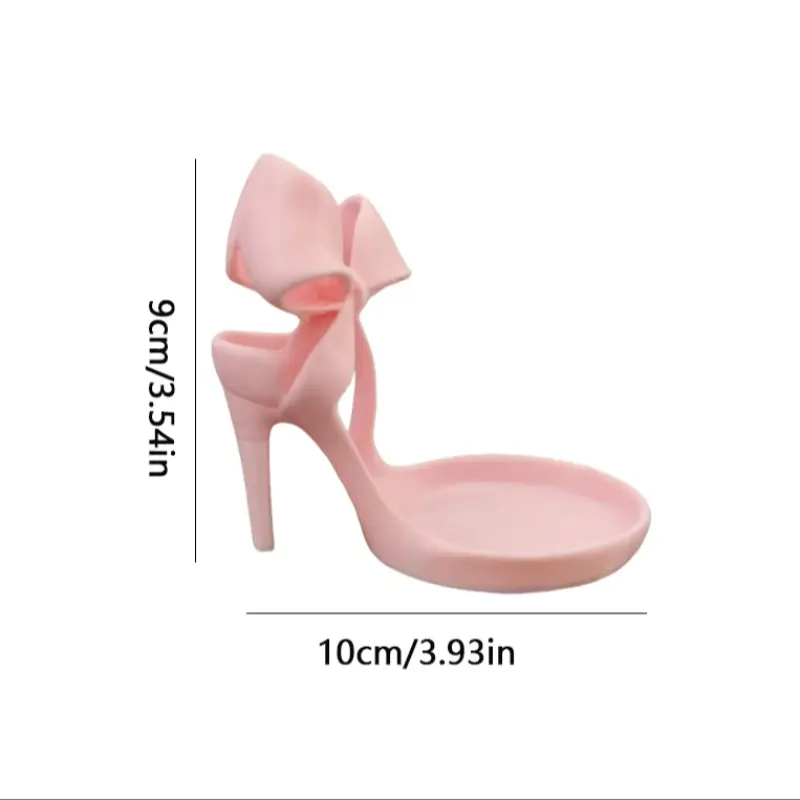 Elegant Bow Design Jewelry Stand, High Heel Shoe Display Rack, Desktop Storage Box, Plastic Material, Decorative Tray, Desktop Storage Organizer, Cute Storage Organizer