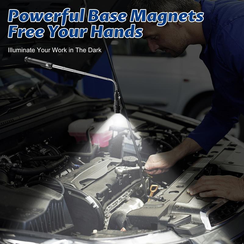 Telescoping Magnetic Pickup Tool with 3 LED Light, Magnet Flashlight, Extendable Neck up to 22 Inches, 360° Degree Flexible Neck, Gifts for Engineers, Mechanic, Men, Dad, Father, Husband, Boyfriend