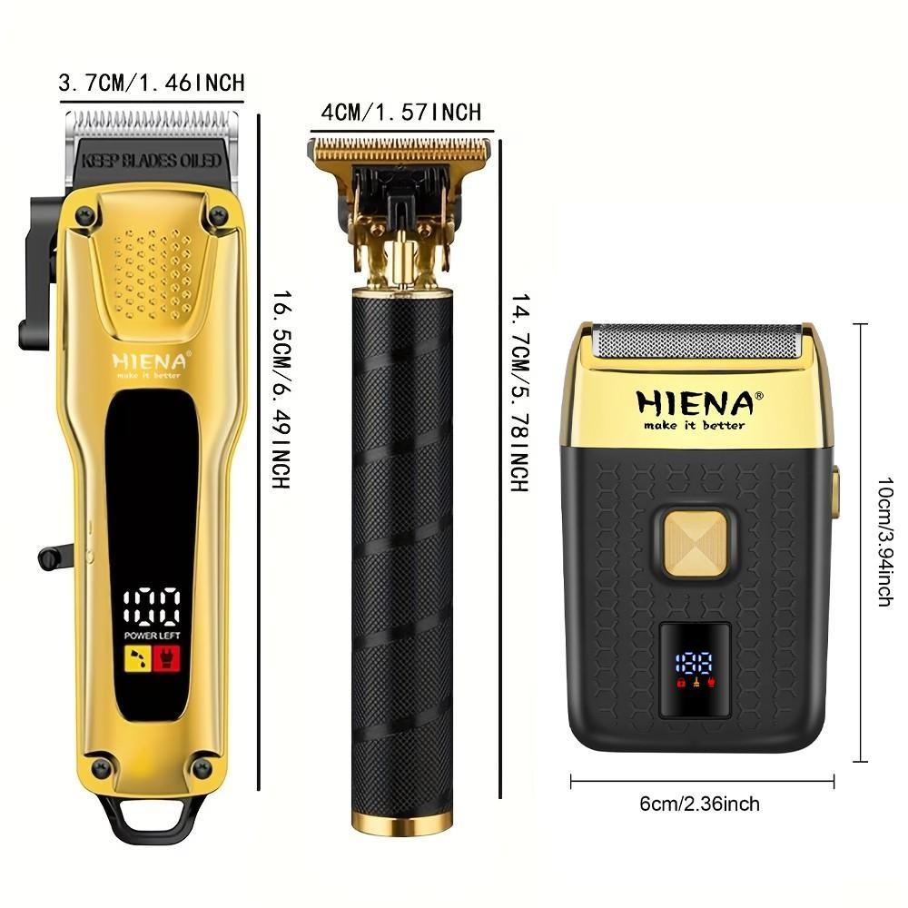 HIENA 3-in-1 Cordless Grooming Kit｜USB Fast Charge, Adjustable Blade & Multi-Size Combs for Hair, Beard & Body Trimming. Perfect for Home, Travel & Daily Styling. An Ideal Gift for Men