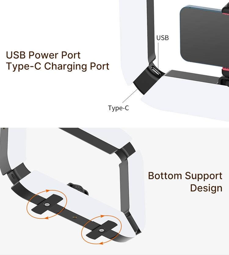 Ulanzi U200 Handheld Ring Light, Photography Led Video Rig BI-color Camera With phone clip cold shoe for Youtube Live Rig, Video Stabilizer for Camera, Smartphone, Action Camera, YouTube, Setup, Filmmaking, Makeup, Vlogging