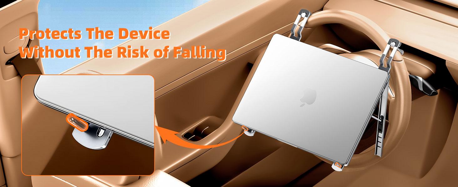 OATSBASF Car Laptop Mount Steering Wheel Tray Holder, Height Adjustable Car Desk for Laptop Computer Tablet, Foldable Portable Lap Laptop Stand for Car Vehicle Workstation Accessories Truck SUV Tesla