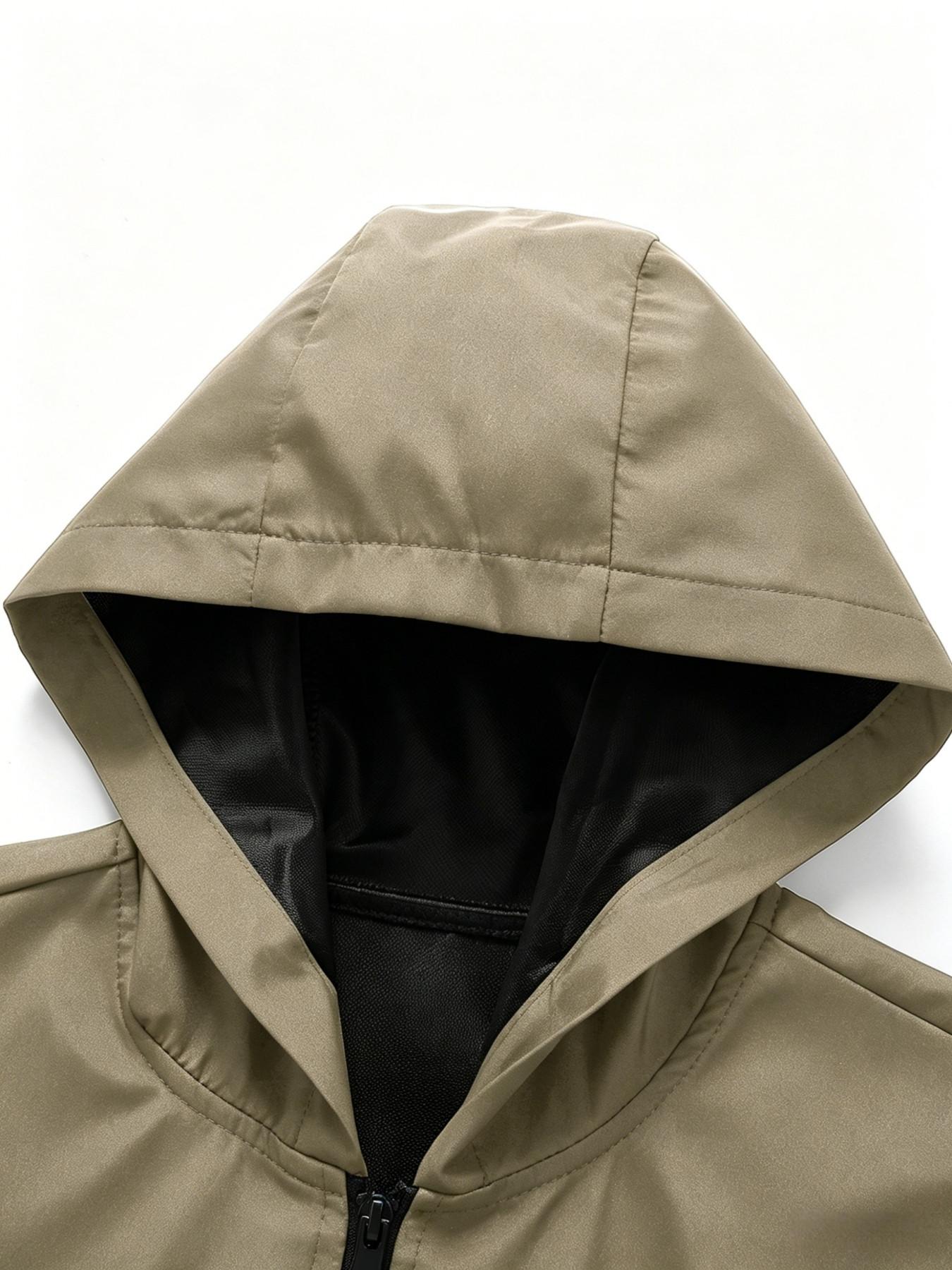 Men's Windproof Jacket, Quick-Dry Breathable Lightweight Outdoor Coat, Hooded Parka with Multiple Pockets, Streetwear & Sporty Style