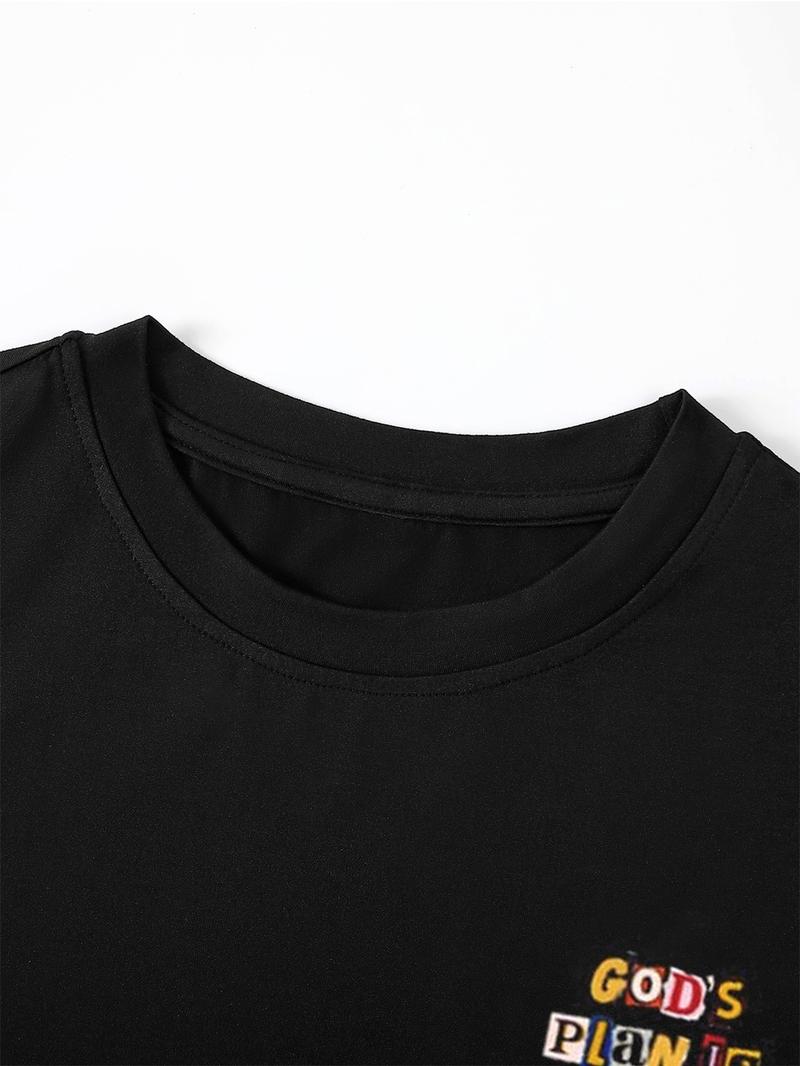 Unisex Letter Print Long Sleeve T-Shirt, Casual Fashion Comfortable Simple Design, Fitted Pure Color Tee for All Seasons