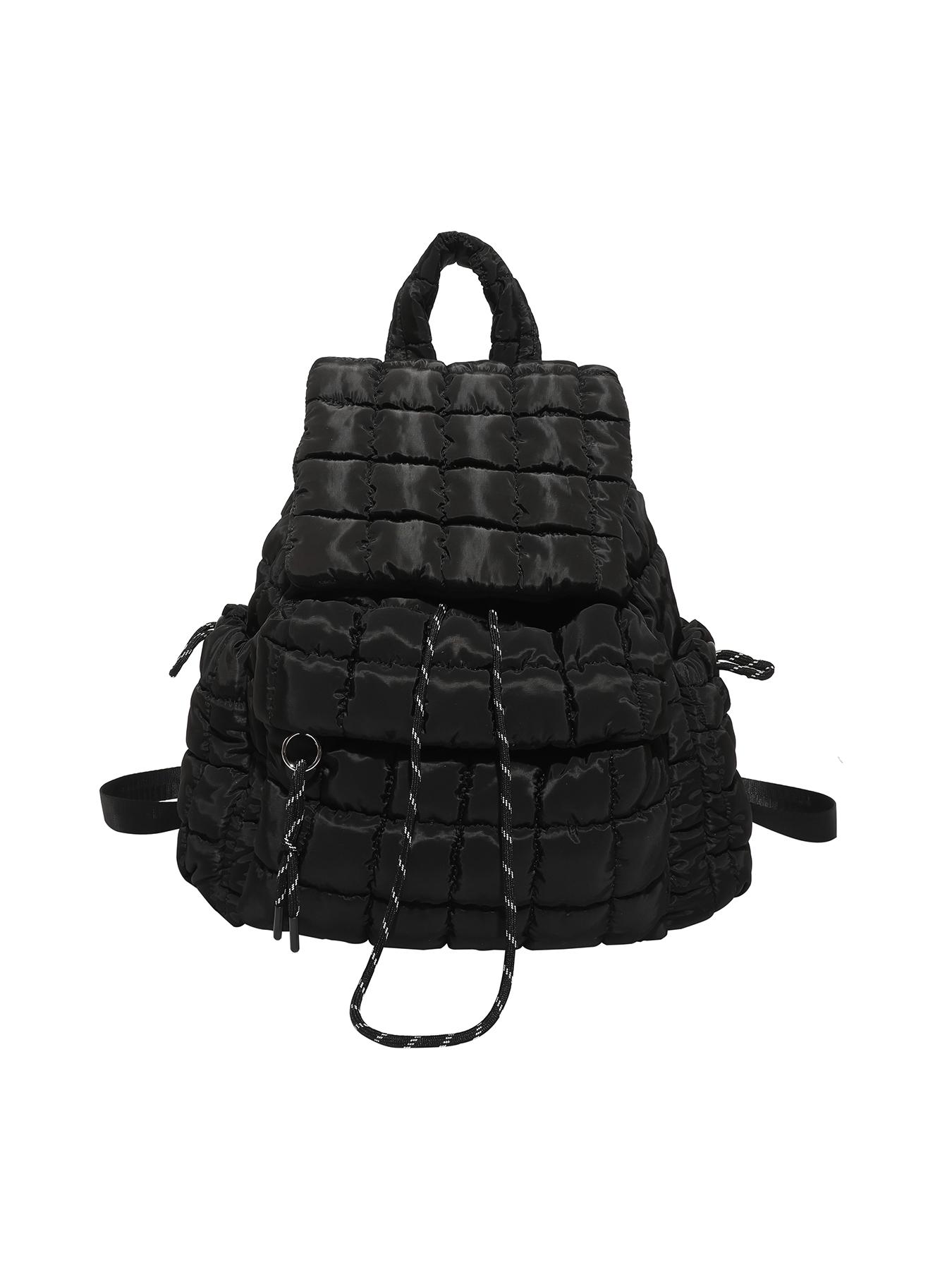 Fashionable and versatile simple diamond-patterned down jacket backpack, chain element personality creative shape backpack, niche and versatile multi-color optional, suitable for daily commuting, short-distance travel, etc.
