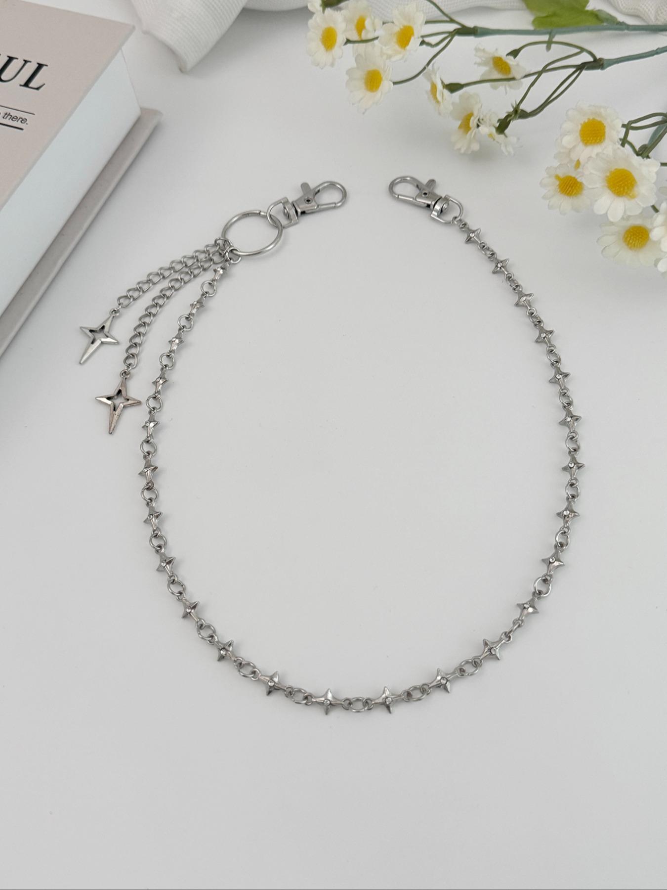 Men's Hollow Star Pendant Multi-Layer Fringe Layering Metal Fashion Accessory, Hip Hop Punk Style Pants Chain, Vintage Waistband Jewelry Gift