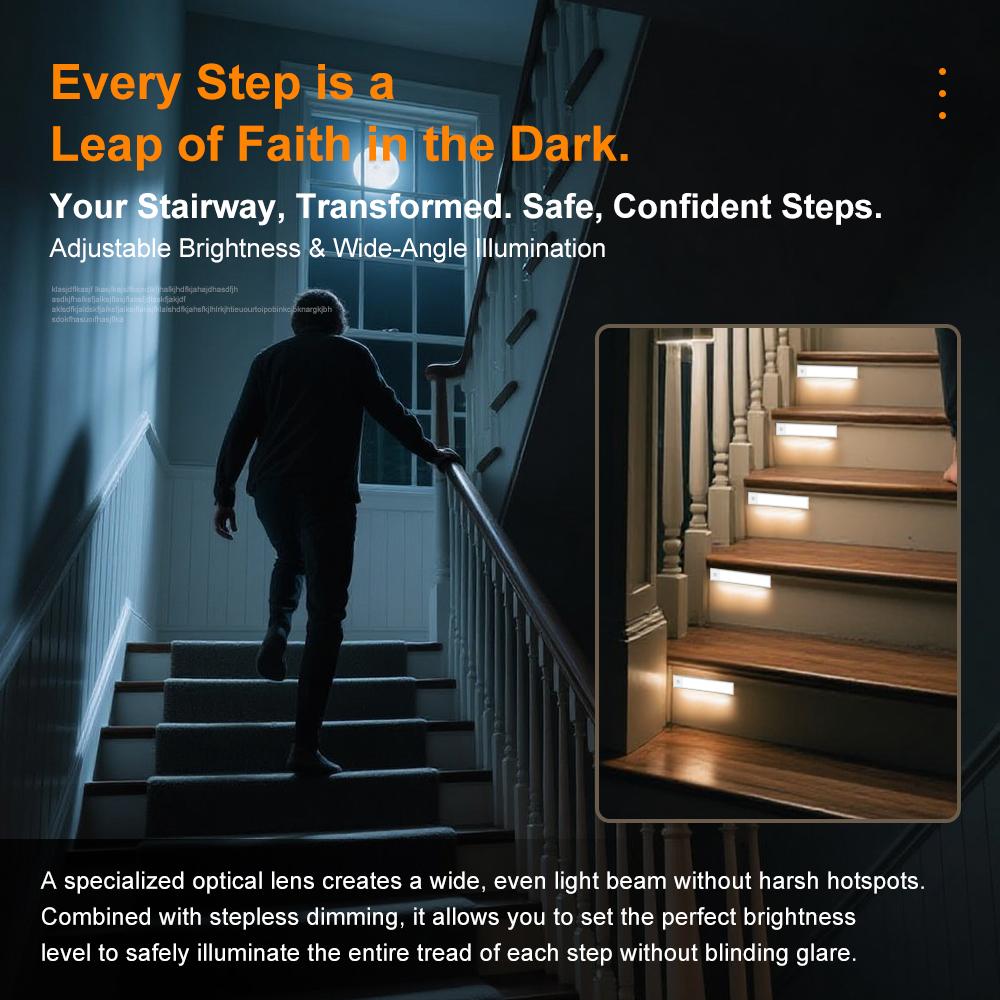 Two-Pack Rechargeable Motion Sensor LED Lights, Magnetic Wire-Free Under Counter Lighting, Battery Powered Under Cabinet Light, Adjustable Brightness & Color Night Light for Kitchen Bedroom Bedside Staris Bathroom Pantry Hallway