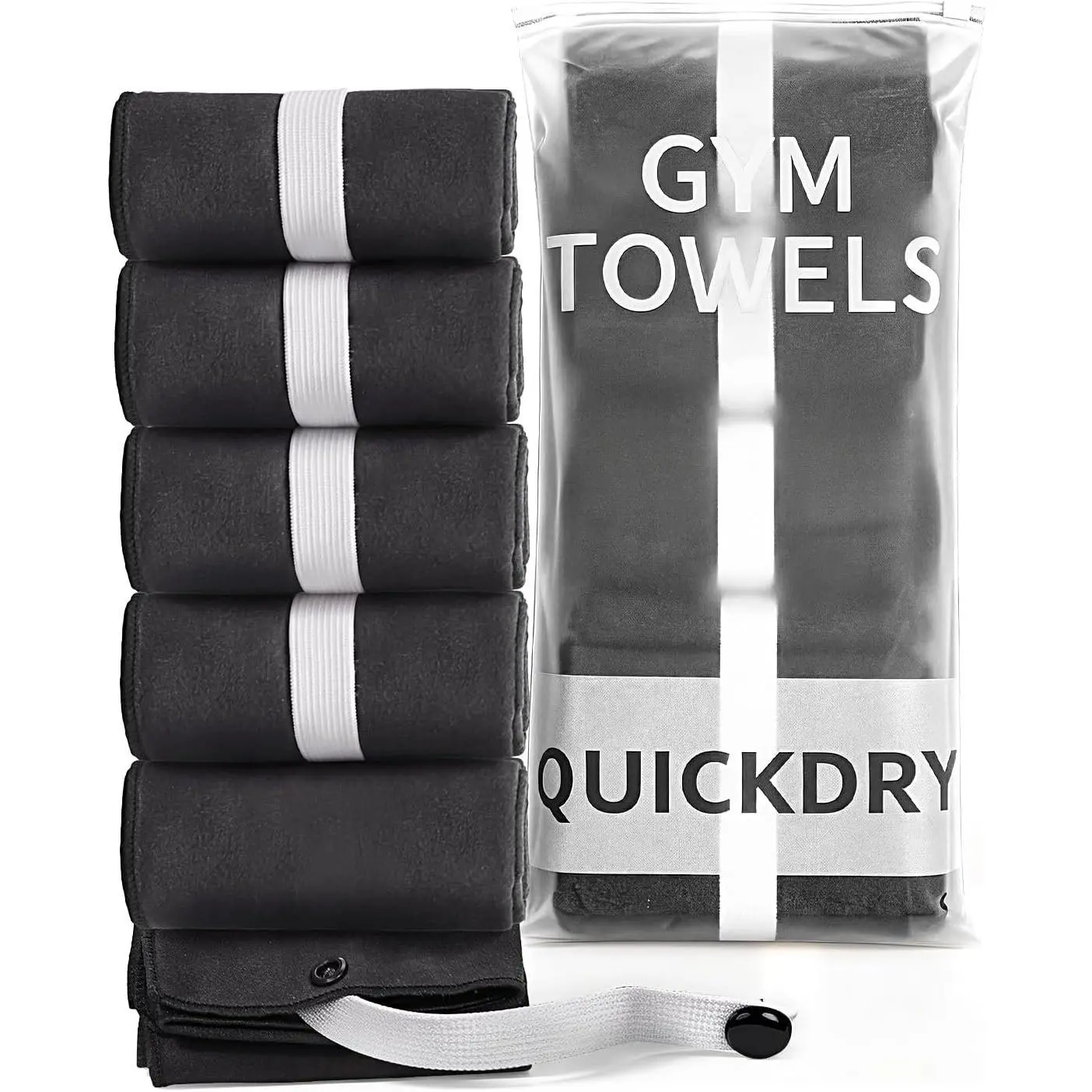 Microfiber Gym Towels - Gym   Towel, Set of 5 Pastel, Black | Quick Dry, Highly Absorbing, Odor-Free, for Men & Women - for Hot Yoga, Tennis, Running, Workout, Camping, 15.5 * 31.5Inch