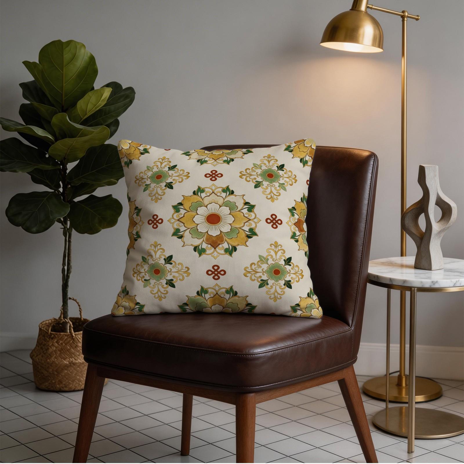 1 Piece Watercolor Landscape Checkered Throw Pillow, HD Digital Printed Cushion, Soft Cozy Accent Pillow for Sofa, Chair and Bedroom Decor with Invisible Zipper, Non-Fading