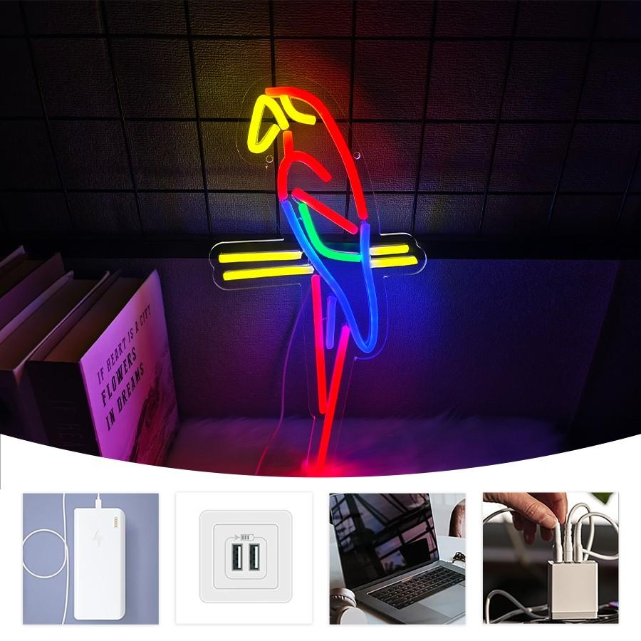 Parrot Neon Sign for Wall Decor LED Neon Light USB Powered Neon Art signs