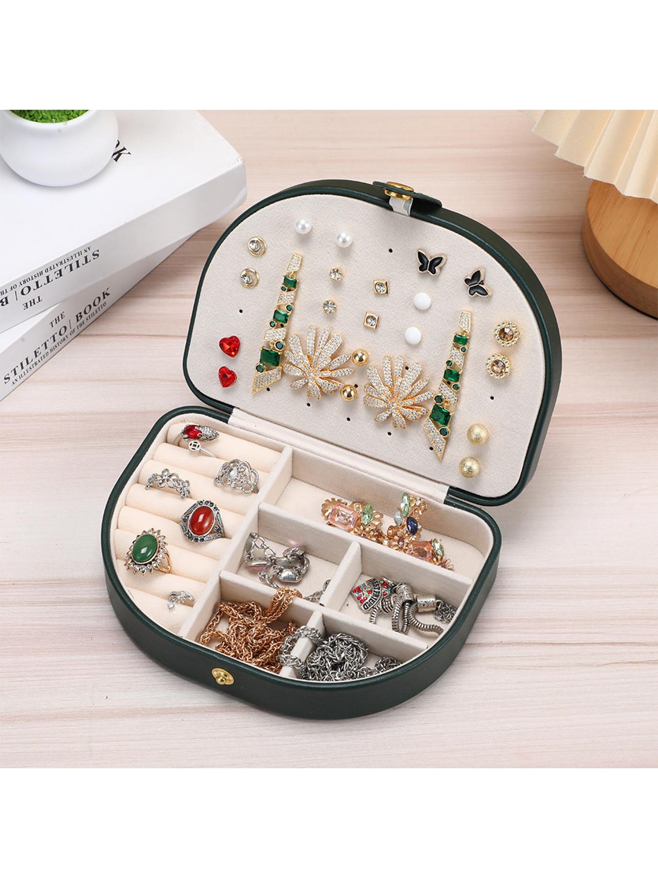 Elegant Jewelry Storage Box, Large Capacity Portable PU Leather Case, Travel Jewelry Organizer with Earring Holder, Ring and Necklace Compartment