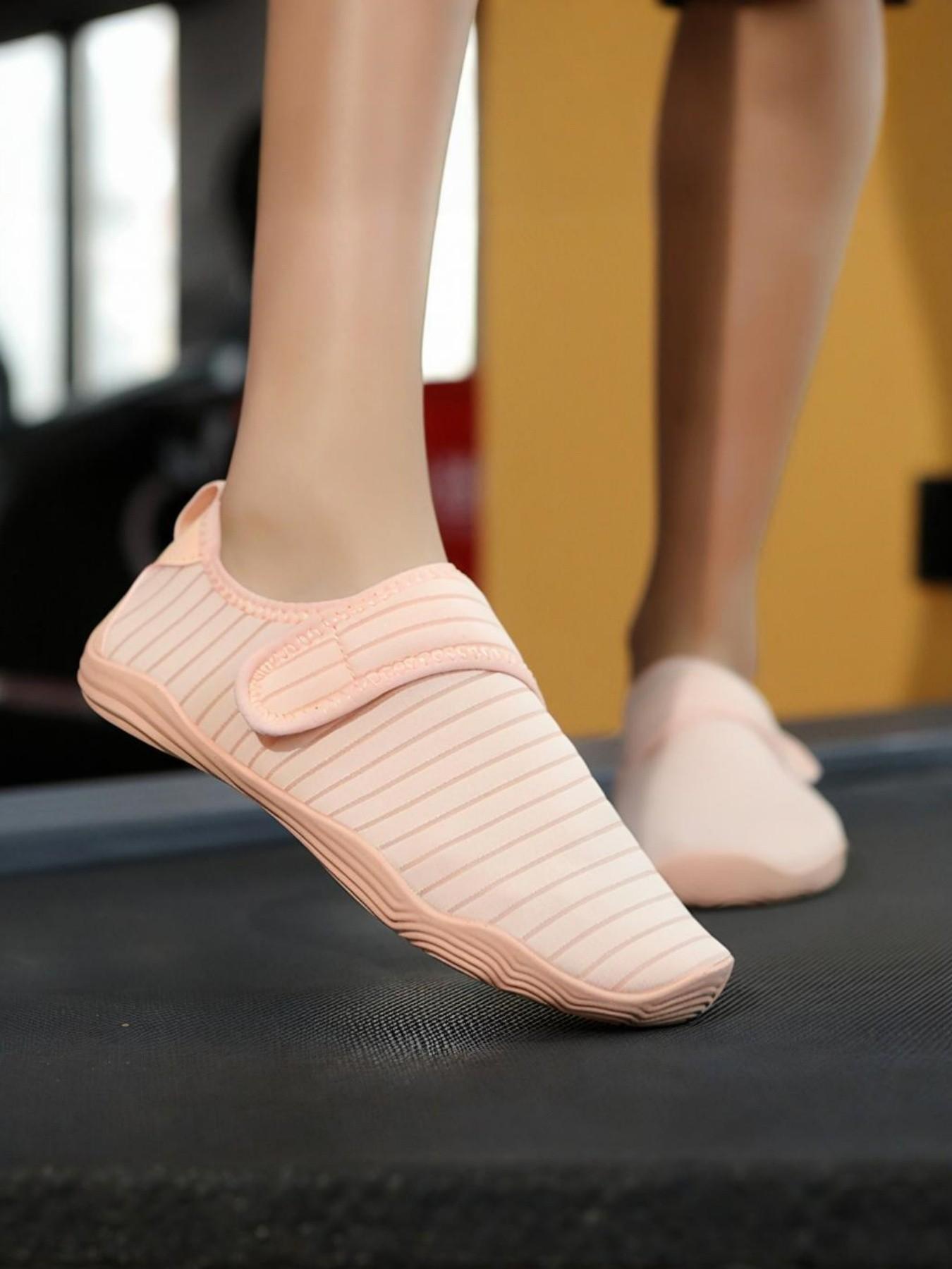 Women's Lightweight Breathable Striped Casual Sports Shoes, Velcro Fastening, Wrapped Heel Design, Perfect for Walking, Outdoor Beach, Fitness Yoga