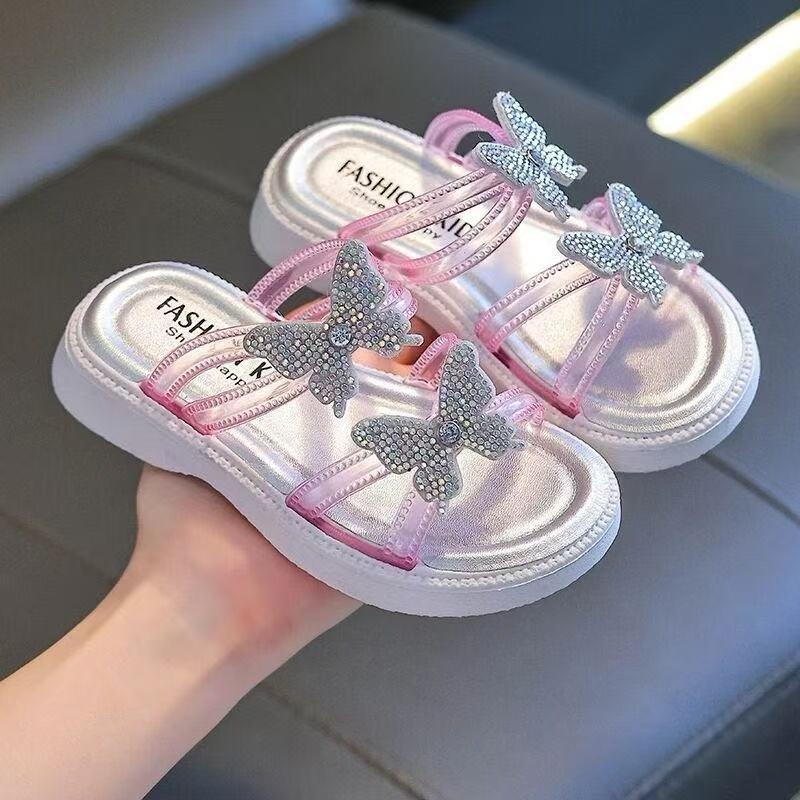 Girls Sandals Summer Open Toe Korean Princess Style Beach Slides Cute Versatile Student Footwear