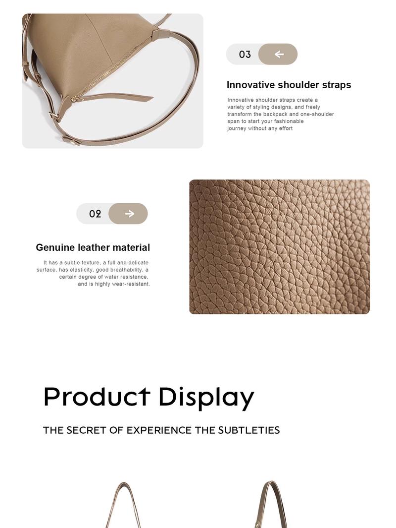 Genuine Leather Crossbody Bag for Women, Large Capacity Purse with Wide Adjustable Strap, Multi-Way Fashion Shoulder Bag