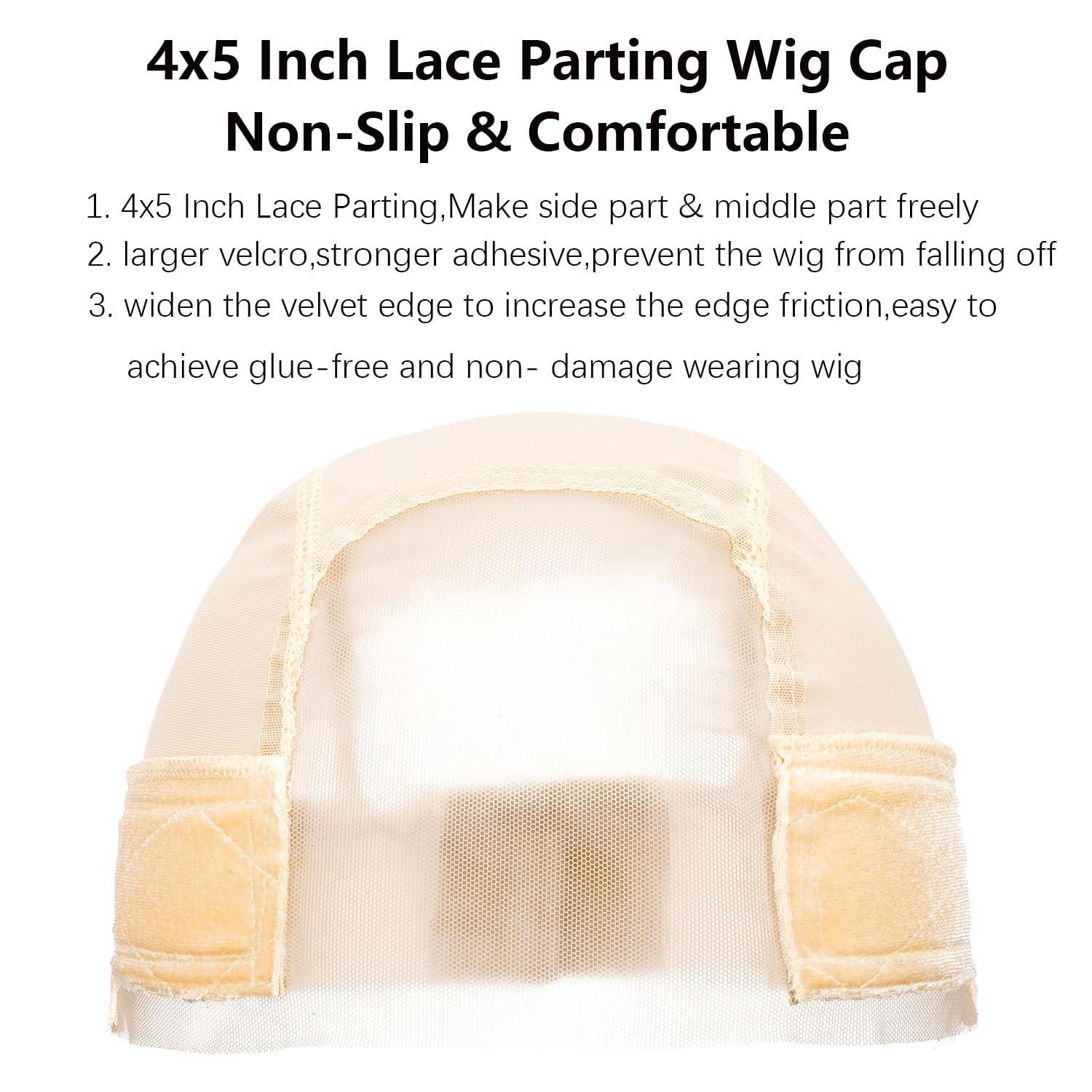 Women's Lace Wig Cap, 4x5 Transparent Front Lace Wig Cap with Fleece Headband, Adjustable Wig Holder, No Glue Needed (1 Piece )