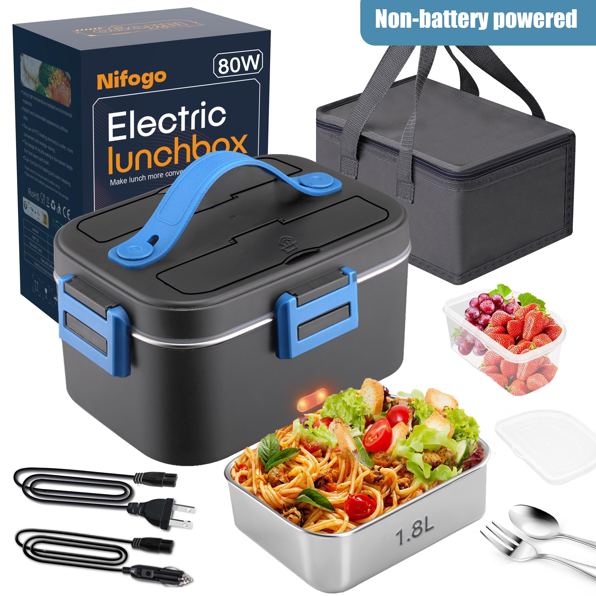 Nifogo Electric Lunch Box, 80W Food Heater 1,8L for Adults Portable Food Heater with Tableware and Lunch Bag, Car & Home Portable Electronic Food Heater for Home Office Travel