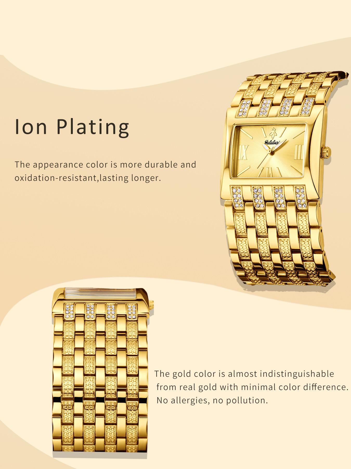 Women's Luxury Gold Square Diamond Watch - Elegant Bling Crystal Encrusted Bracelet with Roman Numerals, Stainless Steel Band, Fashion Dress Wristwatch, Perfect Gift for Her