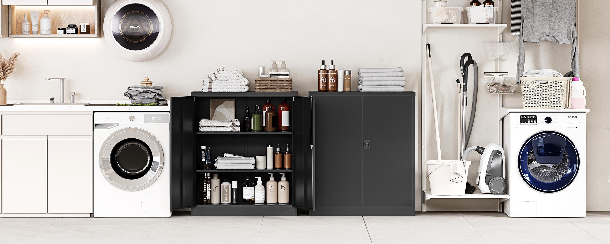 Letaya Metal Storage Cabinets with Lock Door,2 Adjustable Shelves Organizer Steel Storage Cabinets for Home,Office,Warehouse,Garage,Employee Lockers