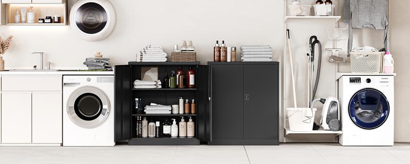 Letaya Metal Storage Cabinets with Lock Door,2 Adjustable Shelves Organizer Steel Storage Cabinets for Home,Office,Warehouse,Garage,Employee Lockers