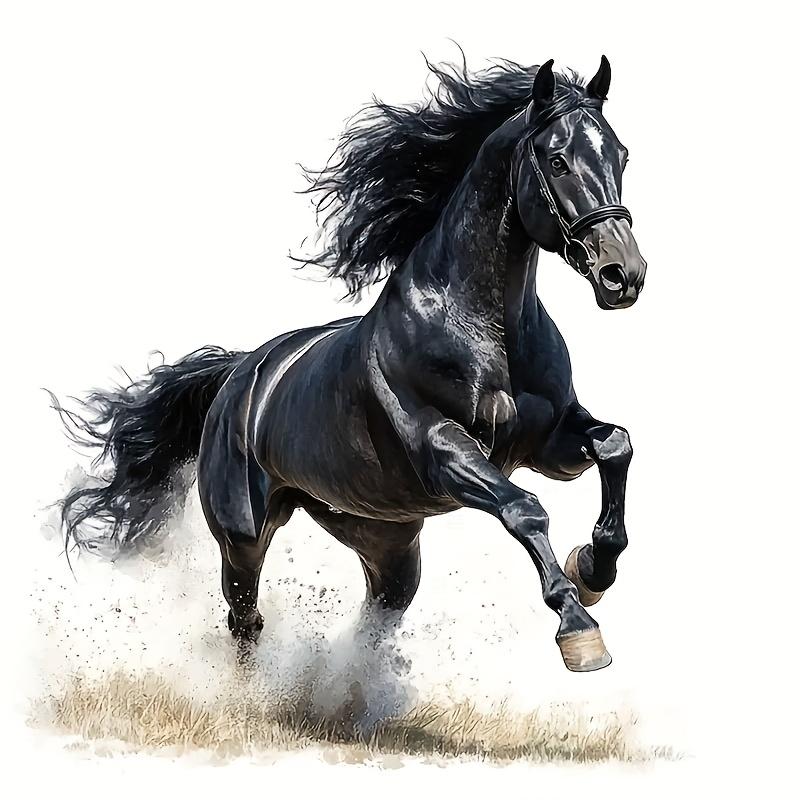 1PC Majestic Dynamic Galloping Black Horse Logo Sticker For Stationery, Decor, Car Decals Inject dynamic wild soul into items