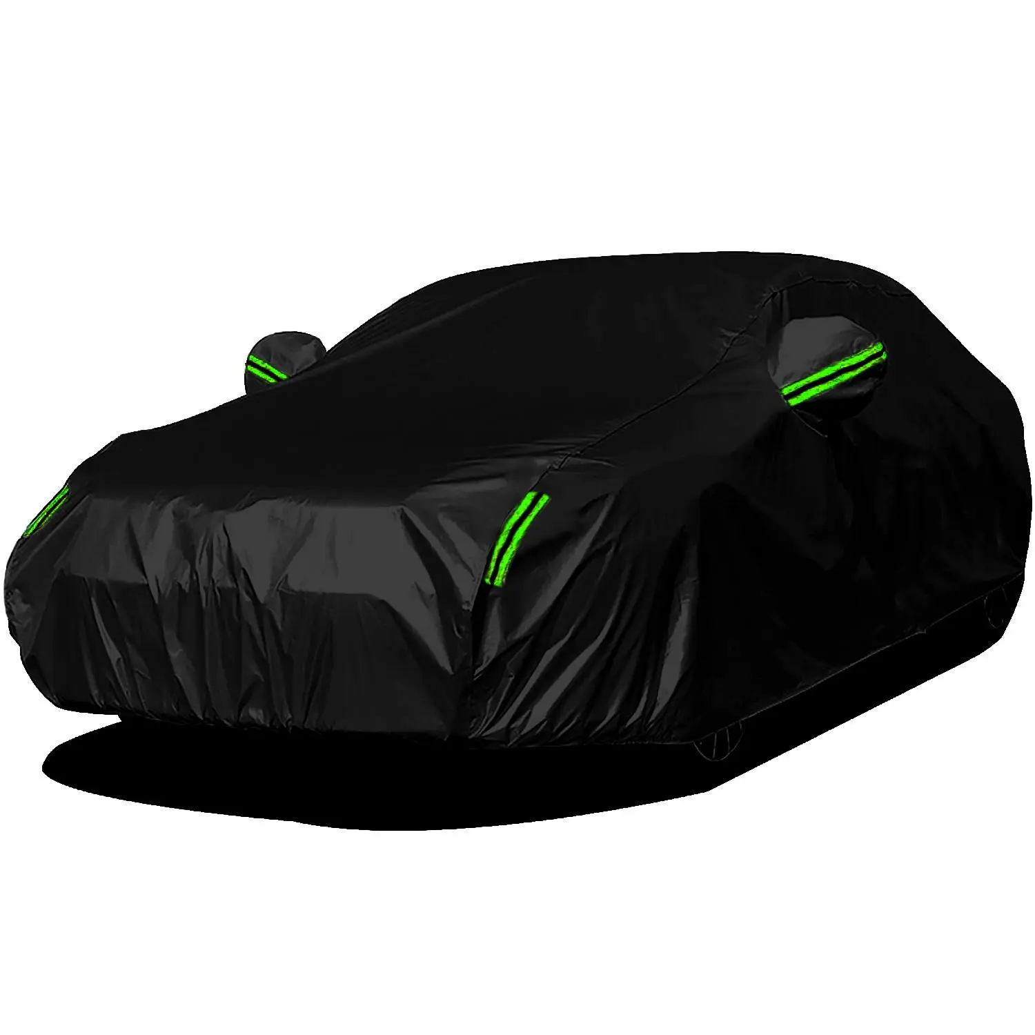 Durable Polyester Car Cover - Black All-Purpose Car Body Cover, UPF40+ UV Block, Snow & Dust Protection, Reflective Tapes, Foldable, L/XL/XXL Sizes for Sedan-L Sedans & SUVs