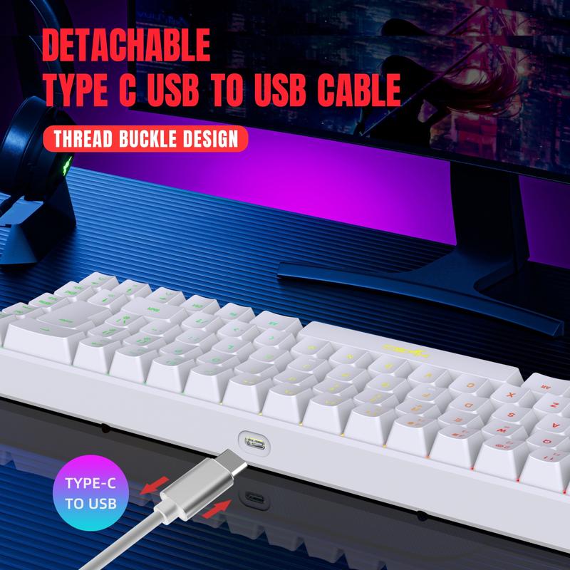 Gaming Keyboard and Mouse Combo - Compact 68-Key Mini Wired Rainbow Keyboard with RGB Backlit, Ergonomic Design, Optical Mouse for PS4, Xbox, PC, Laptop, Mac - Durable ABS Material, No Battery Needed, Gaming Keyboard and Mouse, Laptop Accessory