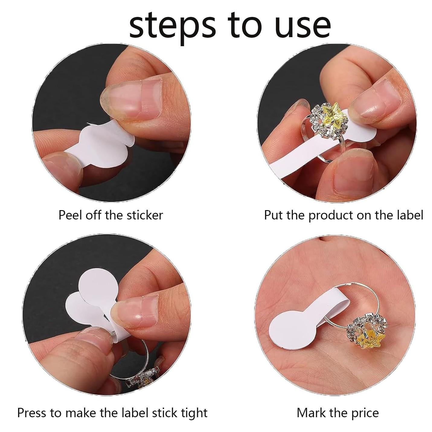 1000pcs Jewelry Price Tags, Blank Self-adhesive Jewelry Labels, Kraft Paper and White Retail Tags, Barbell Price Stickers for Small Business Merchandise, Suitable for Price Identification of Rings, Necklaces and Earrings