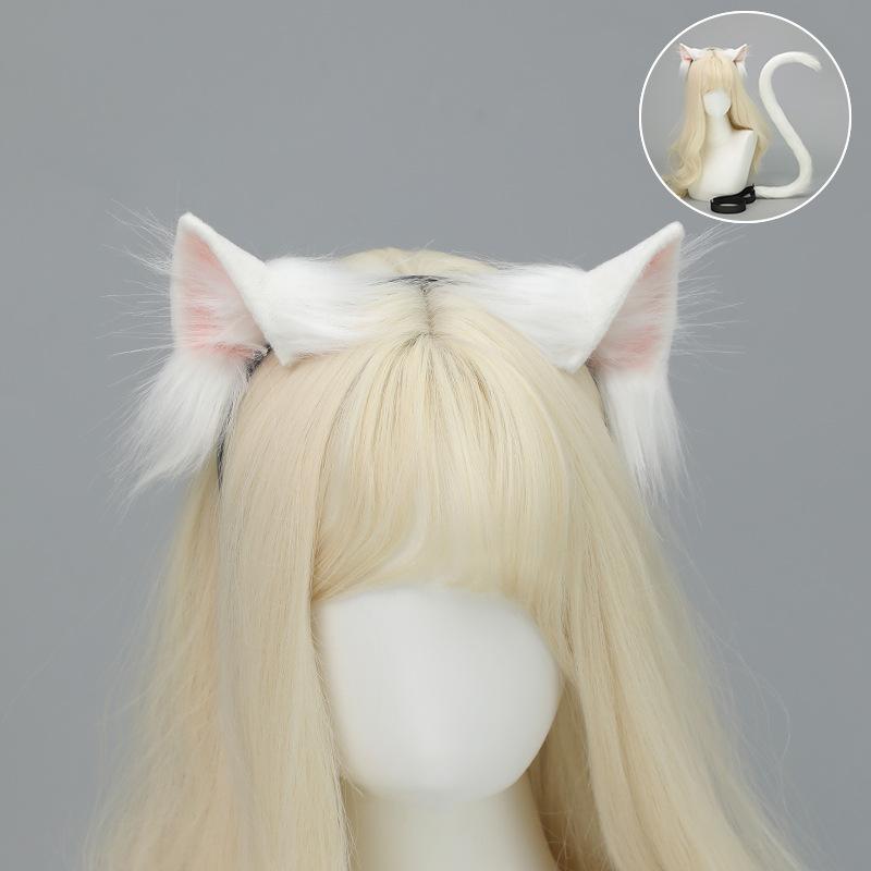 Realistic Cat Ear Headband  Tail Set  Handmade Plush Cosplay Kit for Anime Conventions  Halloween  Furry Costumes
