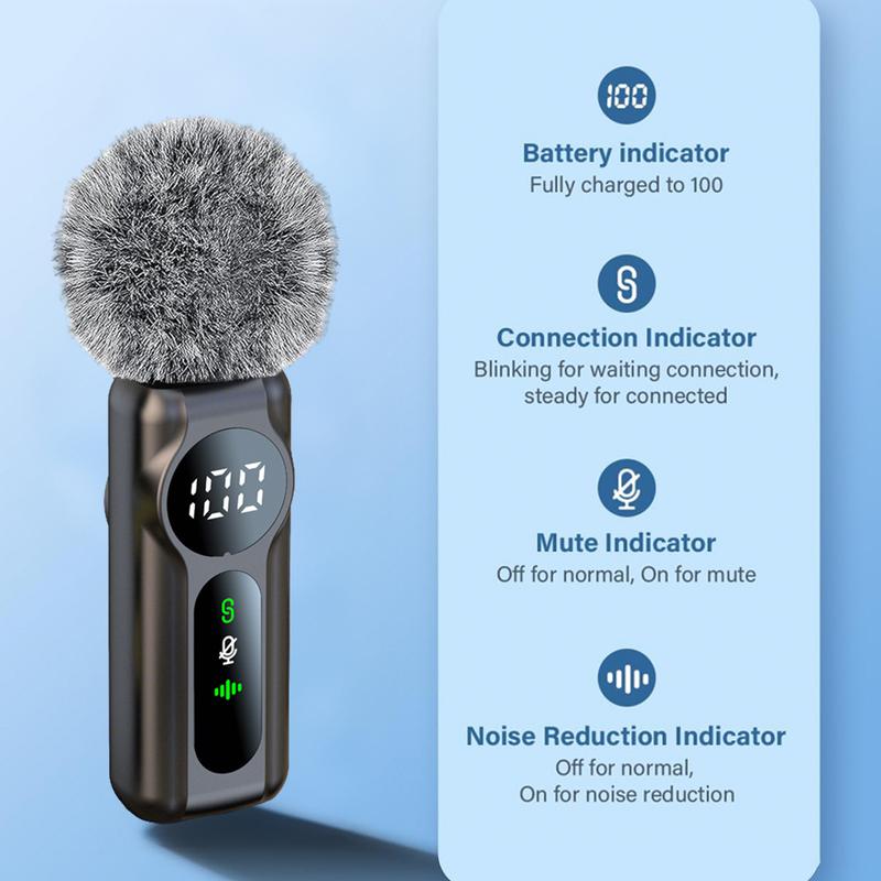 Mini Pro Wireless Lapel Mic for iPhone, iPad, Android, Intelligent Noise Cancellation, Long Battery Life, Ideal for Vlogging, Teaching, Wireless Lavalier Mics