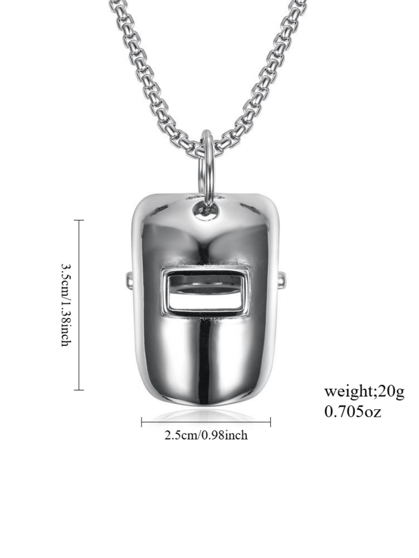 Wind Simple Fashion Unique Welder Mask Third-Level Helmet Titanium Steel Necklace Pendant, Unisex Jewelry Accessory