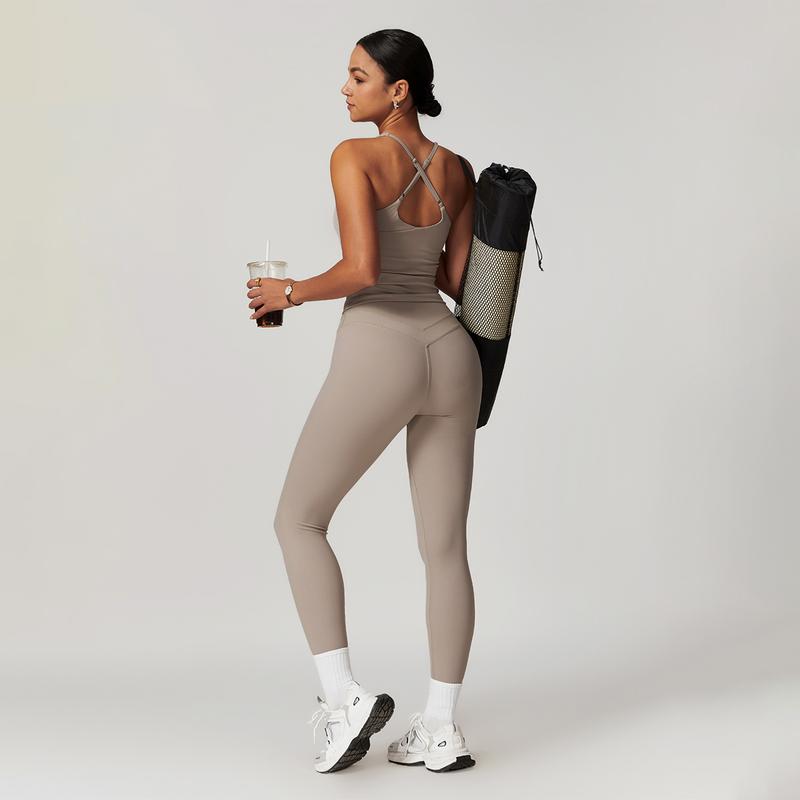 MASKERT Women's Two Piece Set Sports Tank Top & High Stretch Tight Leggings Tummy Control Workout Daily Wear Running Outfits