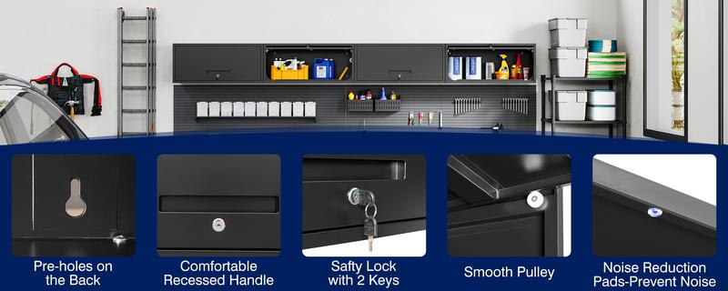 Yizosh Metal Garage Wall Cabinet with Doors, Wall Mounted Metal Storage Cabinet, Floating Garage Tool Cabinet for Garage, Basement, Kitchen, Warehouse ( 13.7" H)