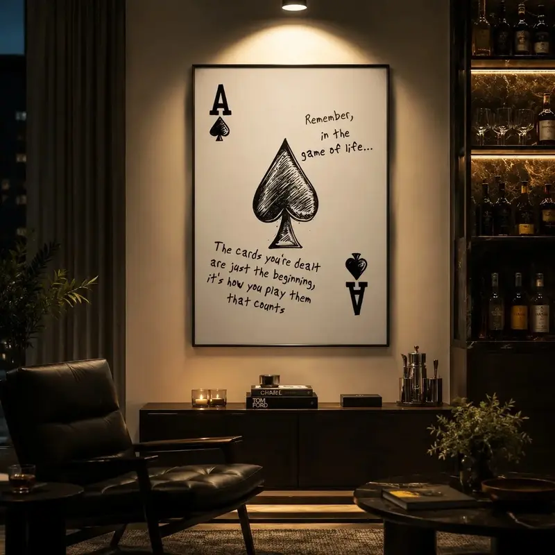 Ace of Spades Motivational Wall Art, Inspirational Mental Health Decor, Canvas Print, Bedroom and Office Decor, Home Gift, Positive Quote Art, Poker Wall Art, Man Cave Decor, Dorm Room Poster, Unique Gift Idea
